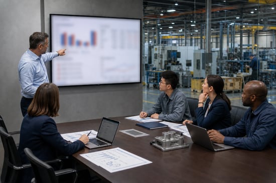Leadership Analyzing ERP Dashboard in Manufacturing Facility-1