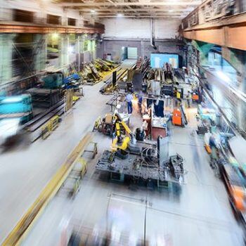 Busy manufacturing shop floor