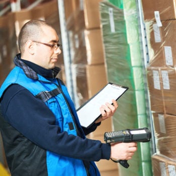 Man scanning products