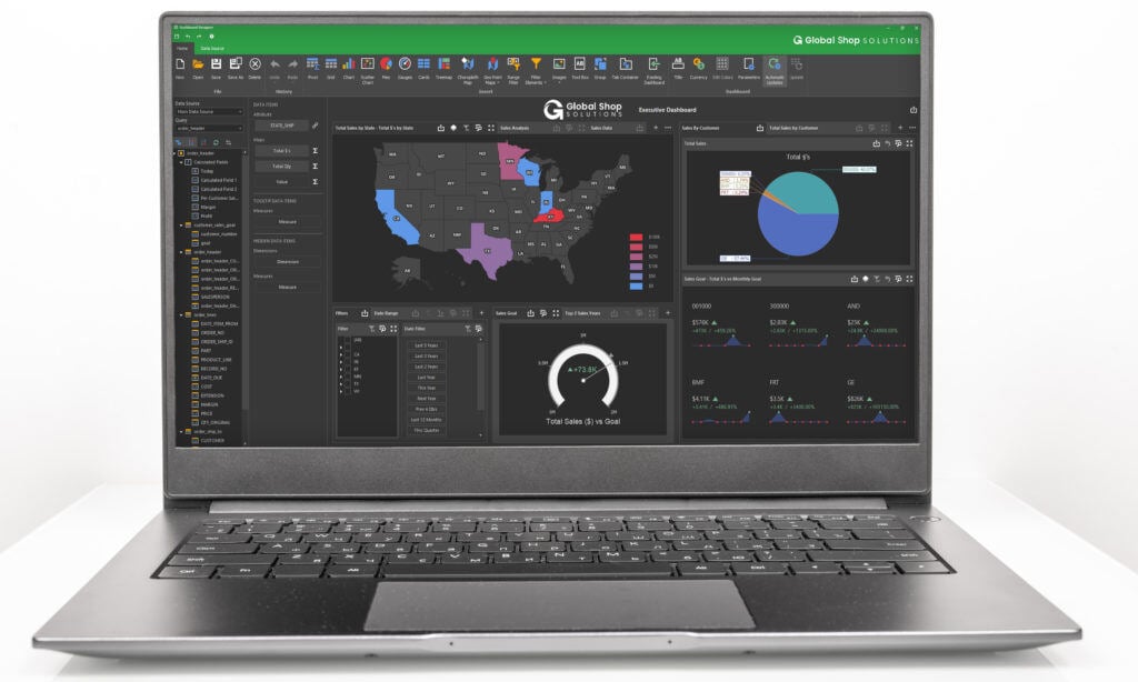 Laptop showing ERP Dashboard screen