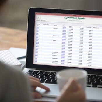 laptop with ERP software on the screen
