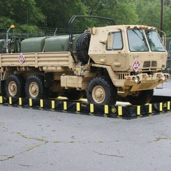 Military truck on a skid