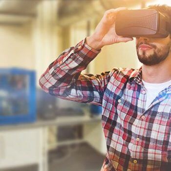 Man using VR goggles