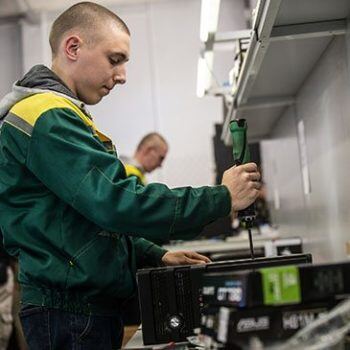 Man working on manufacturing line