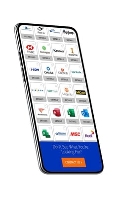 iPhone with Global Shop Solutions integrations page showing