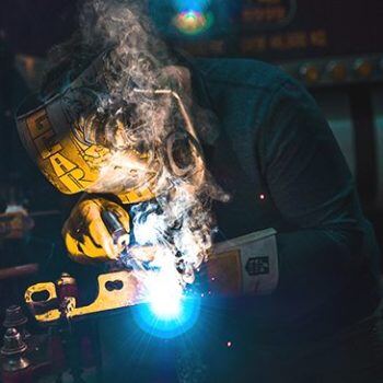 Welding with sparks flying