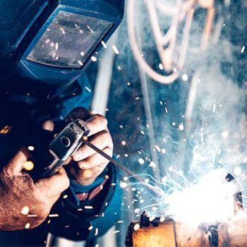 Welding with sparks flying