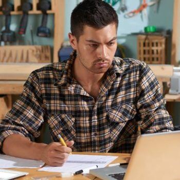Man working on papers
