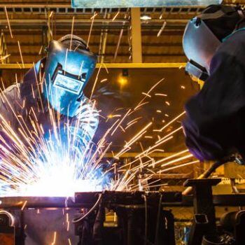 Welding with sparks flying