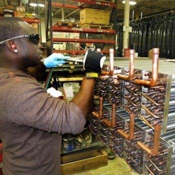 Man working on manufacturing line