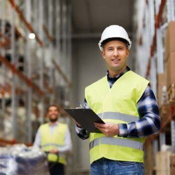 Man in hardhat in warehouse