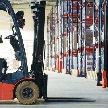 Forklift in warehouse