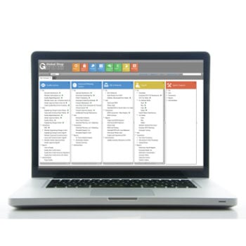 Laptop with ERP software on the screen