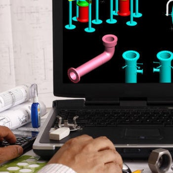 Laptop screen with CAD drawing on it
