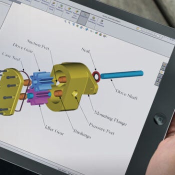 iPad with CAD drawing on the screen