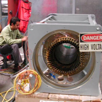 Man working on large industrial machine