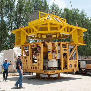 Large yellow metal manufactured machine
