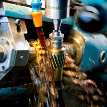 Machine at work with liquid spewing