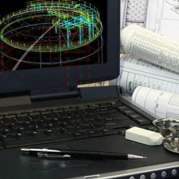 Laptop with CAD drawing on the screen