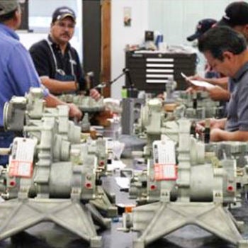 Manufacturing line with people working