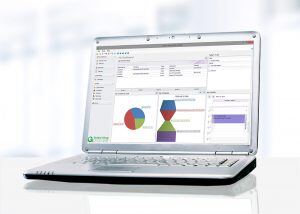 Laptop showing ERP Dashboard screen