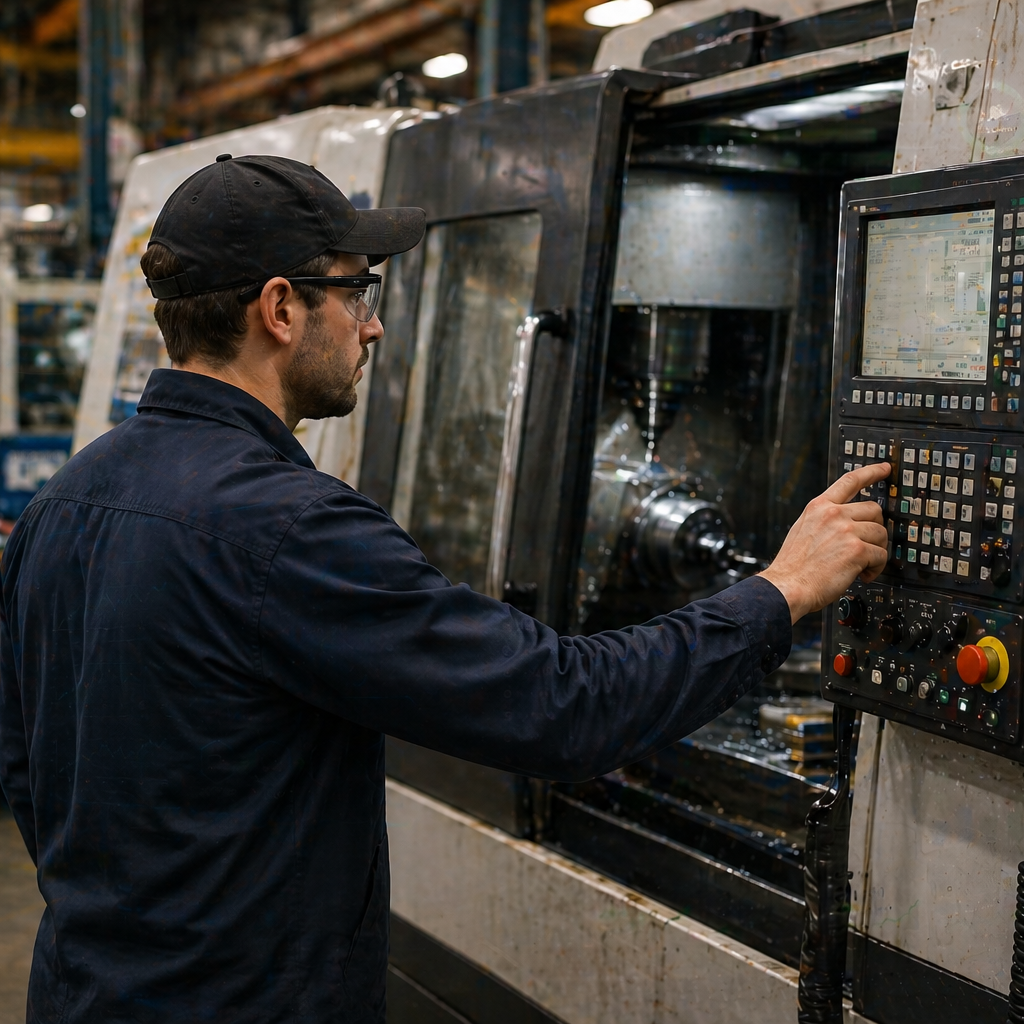 Manufacturer using machine on a shop floor