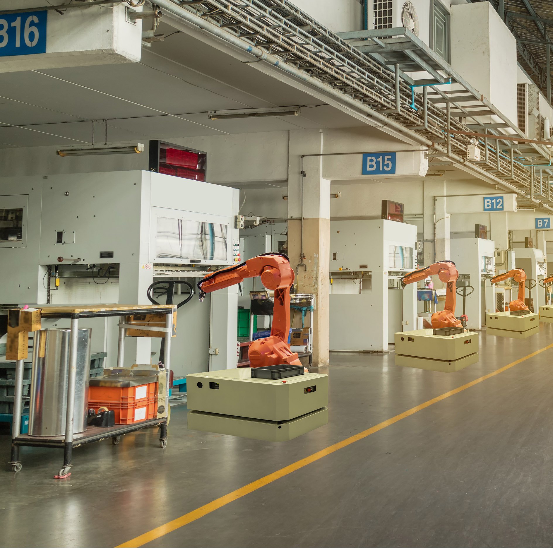 iot smart industry 4.0 concept. Automation robotic arm working in operation machine zone in factory, Robot using in industrial manufacturing for precision, Repetition, intense labor,more productivity