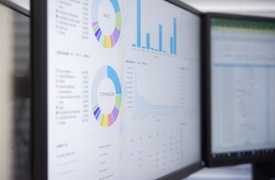 Data dashboard on computer monitor