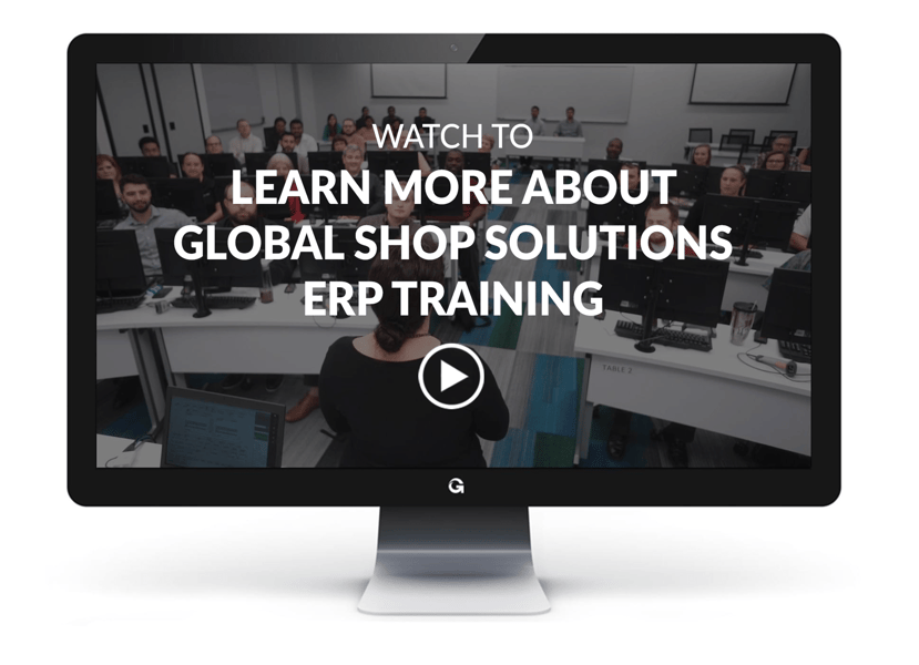 Computer monitor showing video about ERP training options
