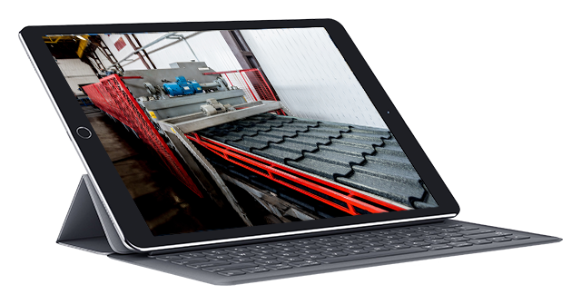 Image in an iPad of a metal sheet forming machine