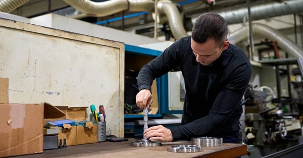 Male manufacturer working on shop floor