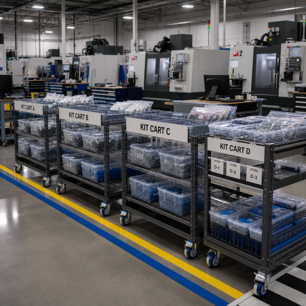Kitting station on a manufacturers shop floor