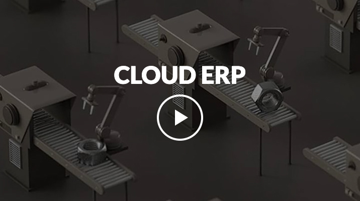 Video screenshot with text of Cloud ERP and a video play button on top