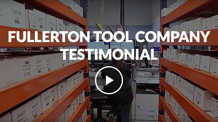 Video screenshot with Fullerton Tool Company Testimonial text and a video play button on top