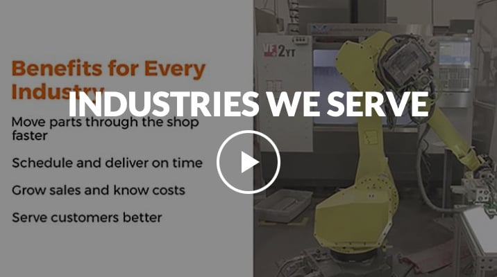 Video screenshot with Industries we Serve text and a video play button on top