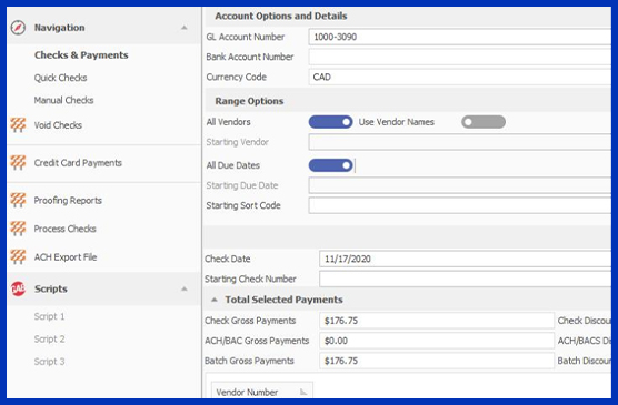 Accounting Specific Screens