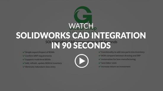 Video screenshot with the video text of SOLIDWORKS CAD Integration in 90 seconds with video play button on top