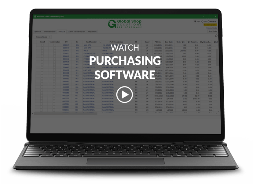 laptop showing purchasing software screen with video title and play button overlay