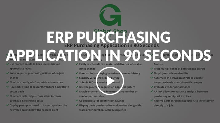 Video screenshot and ERP Purchasing Application in 90 Seconds with video play button