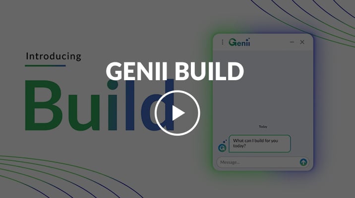 Video screenshot with text of Genii Build with video play button