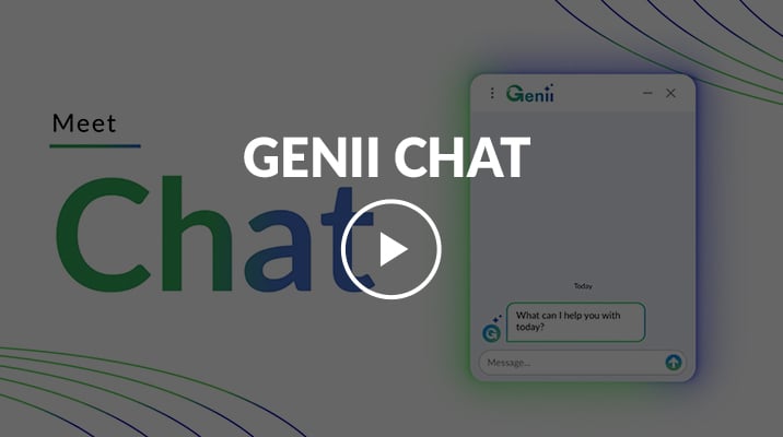 Video screenshot with text of Genii Chat with video play button