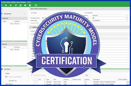CMMS Certification logo on Sales Order Entry screen