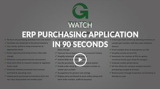 Purchasing application benefit checklist with video title and play button on top