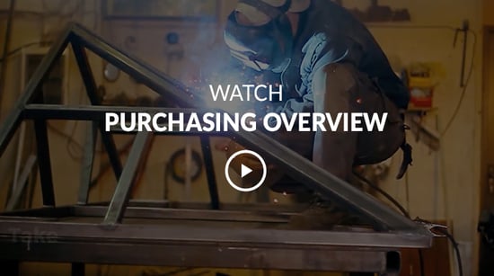 Manufacturing shop floor with welder and video play button and video title on top