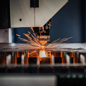 Laser cutter sparks flying